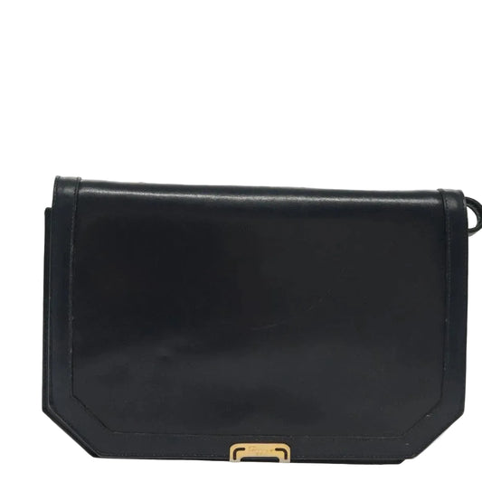 $1200 Salvatore Ferragamo Navy Leather Crossbody Flap Messenger Bag Gold Hardware