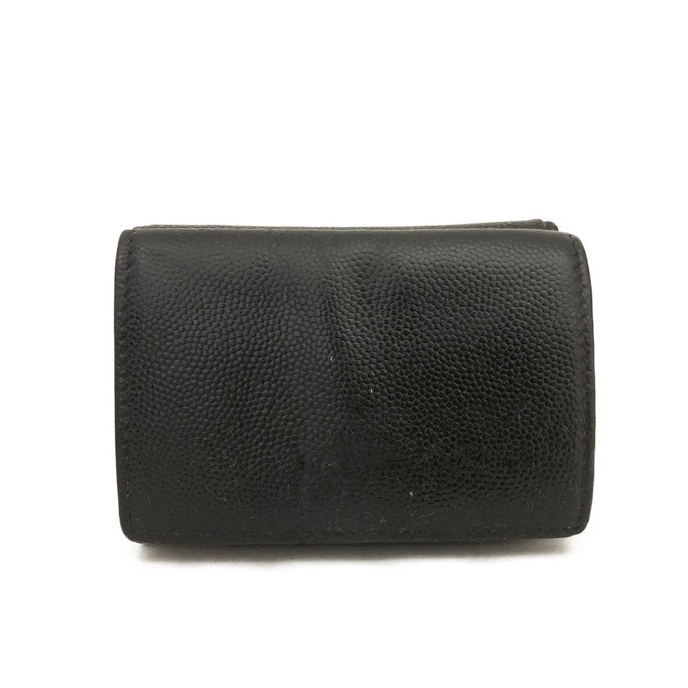 Saint Laurent Leather Trifold Wallet Black