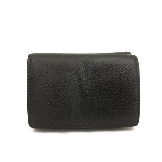 Saint Laurent Leather Trifold Wallet Black