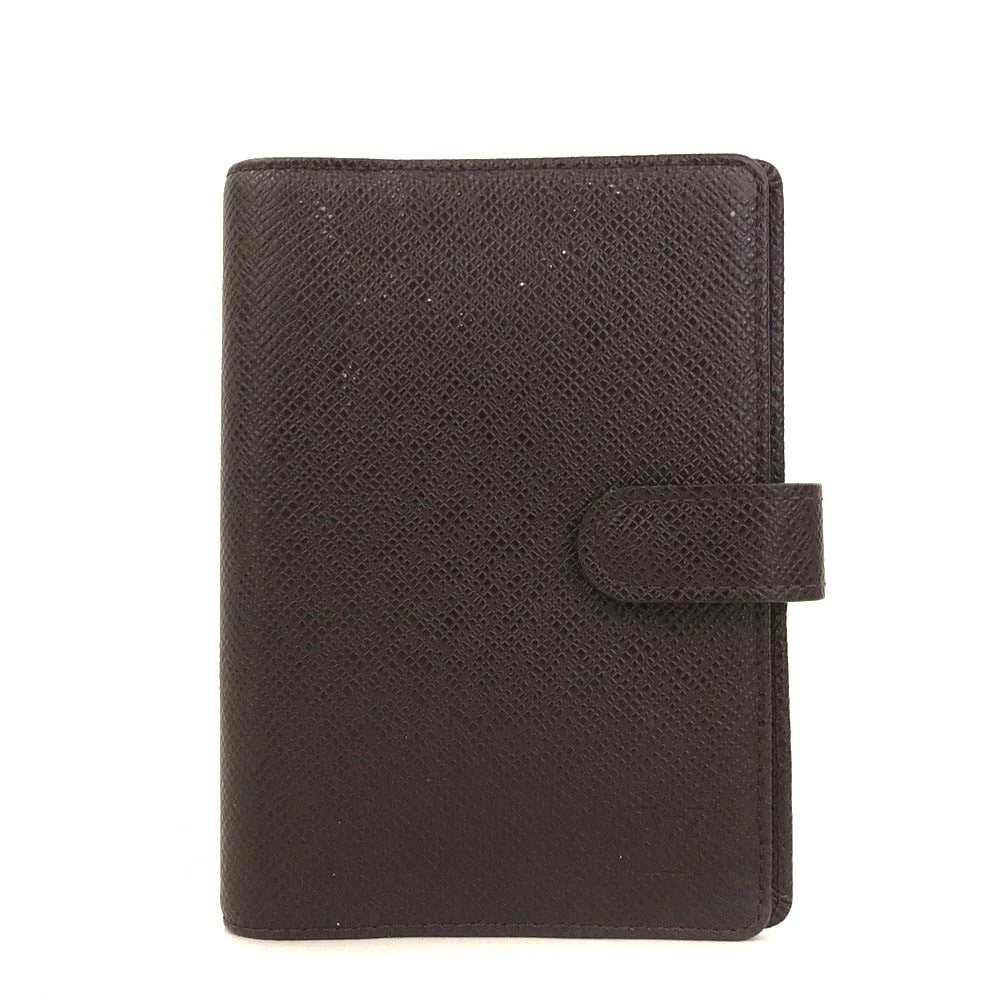 $505 Louis Vuitton Taiga Small Ring Agenda Cover Burgundy CA0977