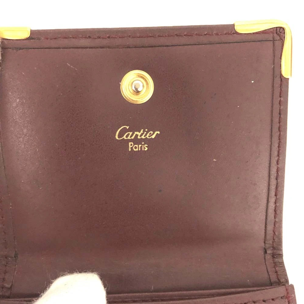 Must de Cartier Leather Coin Purse Wallet Bordeaux