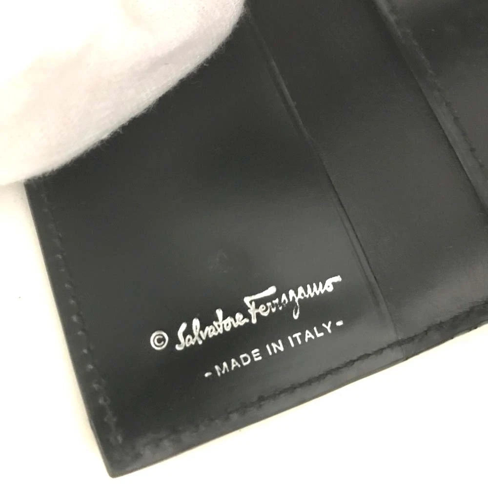 Salvatore Ferragamo Gancini Leather 6 Ring Key Case Black