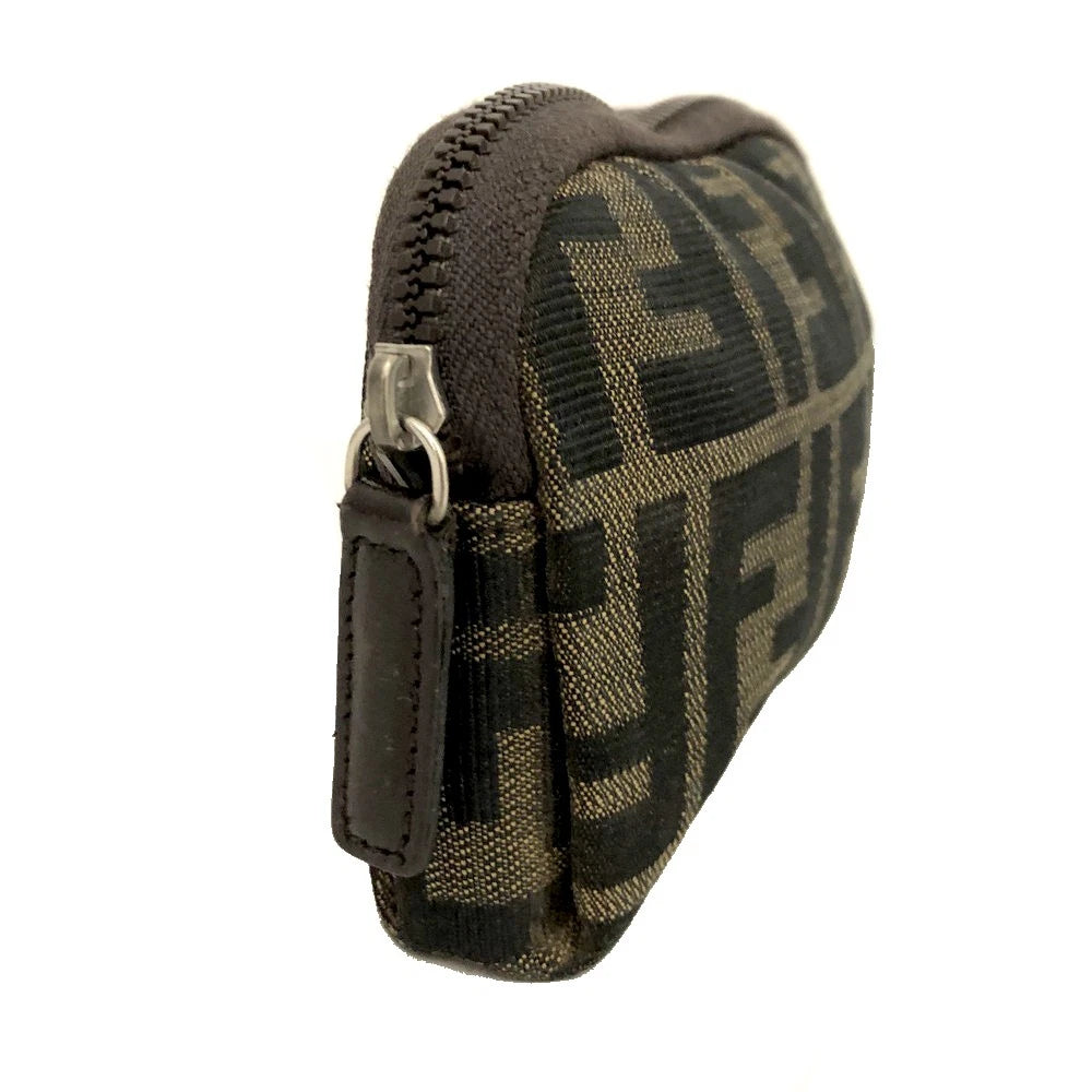 FENDI Zucca Canvas Cosmetic Pouch Bag Khaki