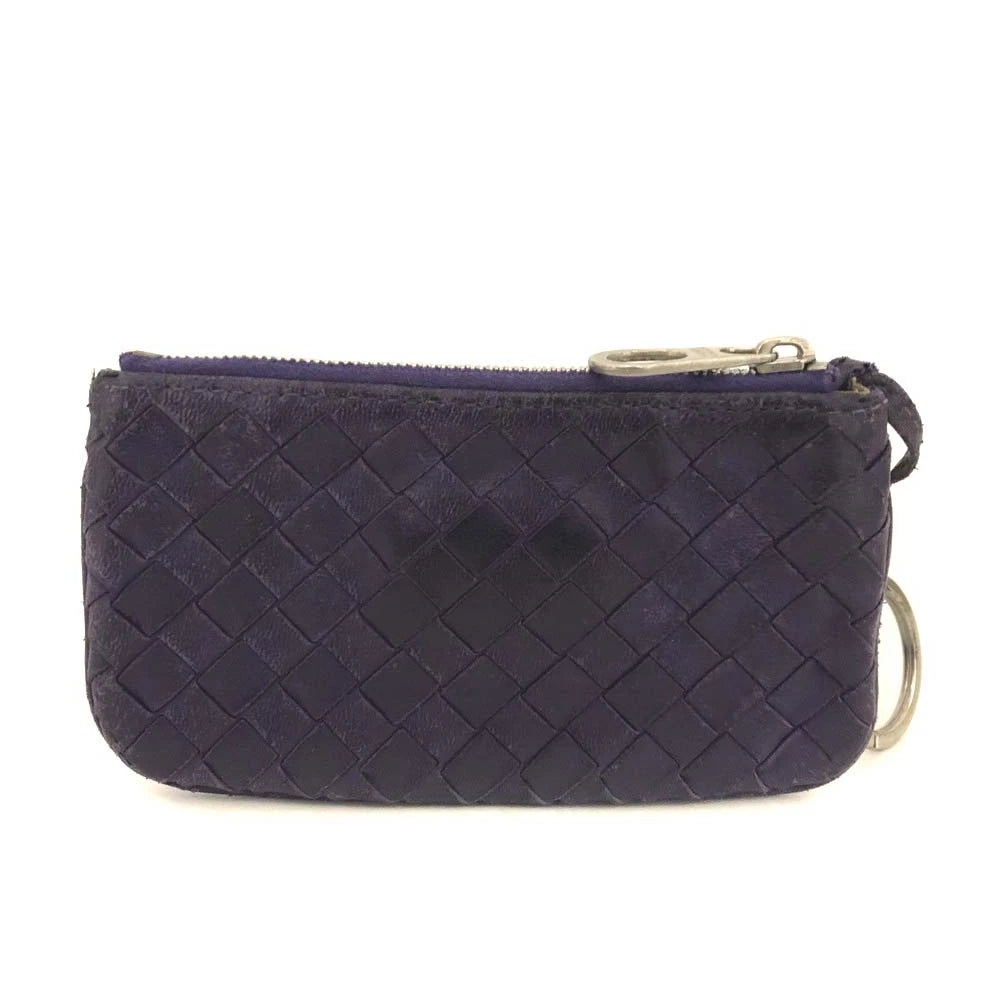 $650 Bottega Veneta Intrecciato Lambskin Coin Purse Wallet Purple