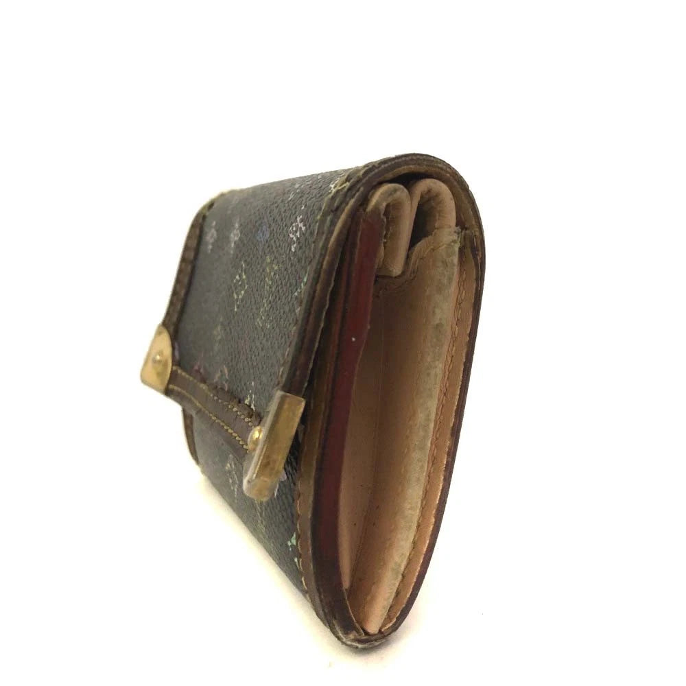 $550 2008 Louis Vuitton Monogram Multicolor Porte Monnaie Plat Coin Purse MI0018