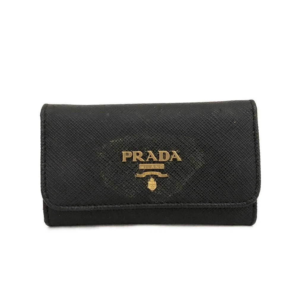 PRADA Saffiano Leather 6 Ring Key Case Black