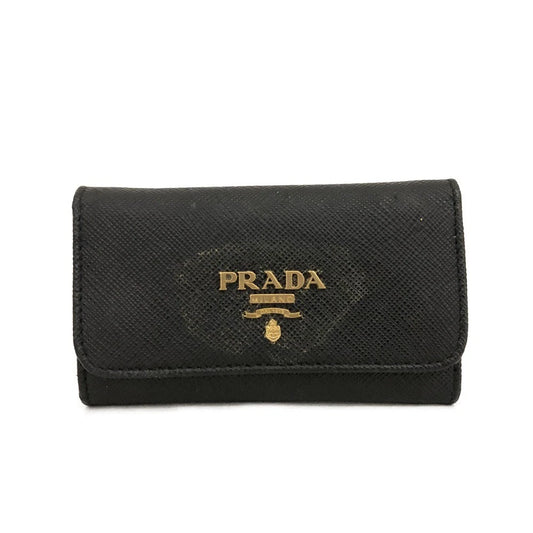 PRADA Saffiano Leather 6 Ring Key Case Black