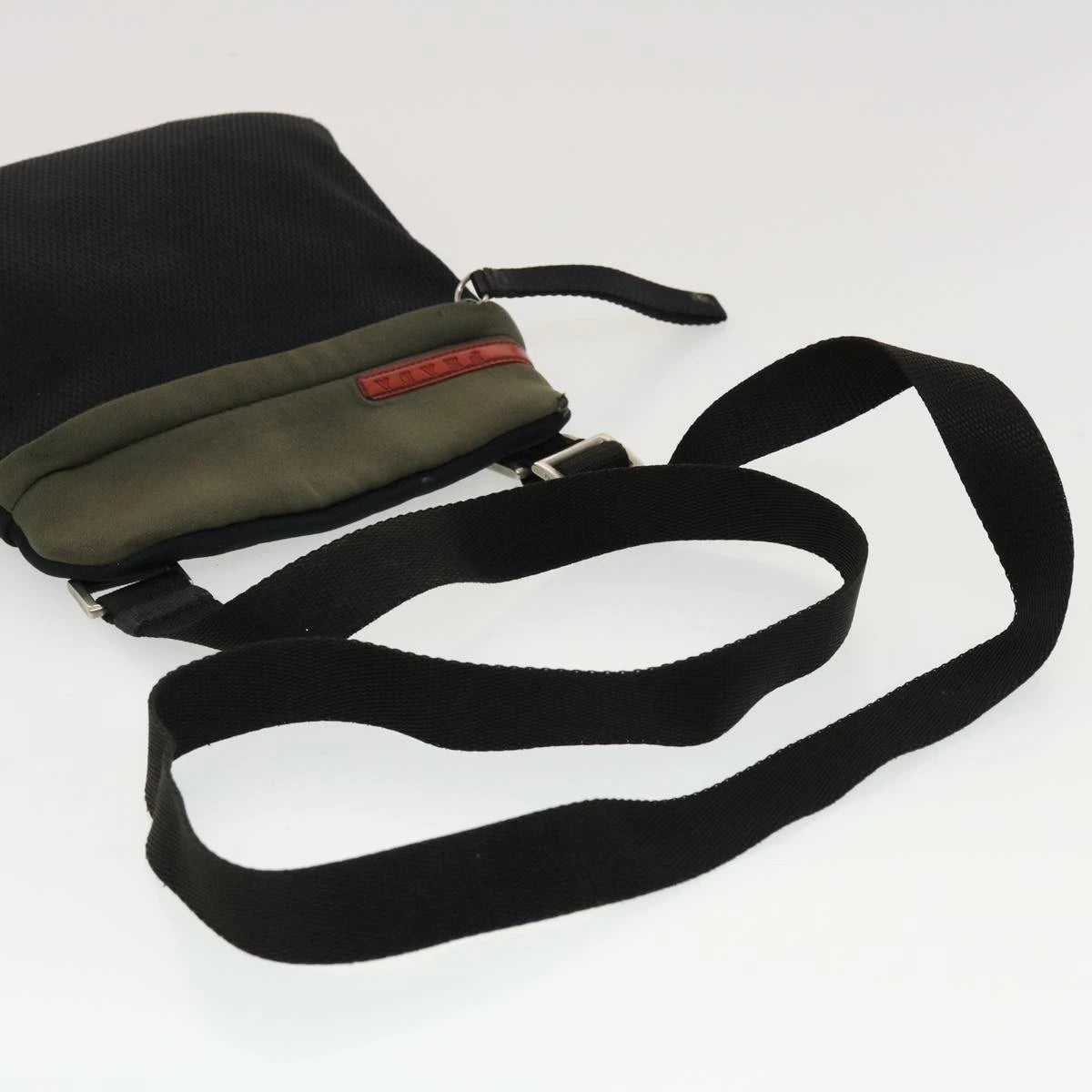 $850 Prada Sport Bicolor Neoprene Messenger Bag Green Black