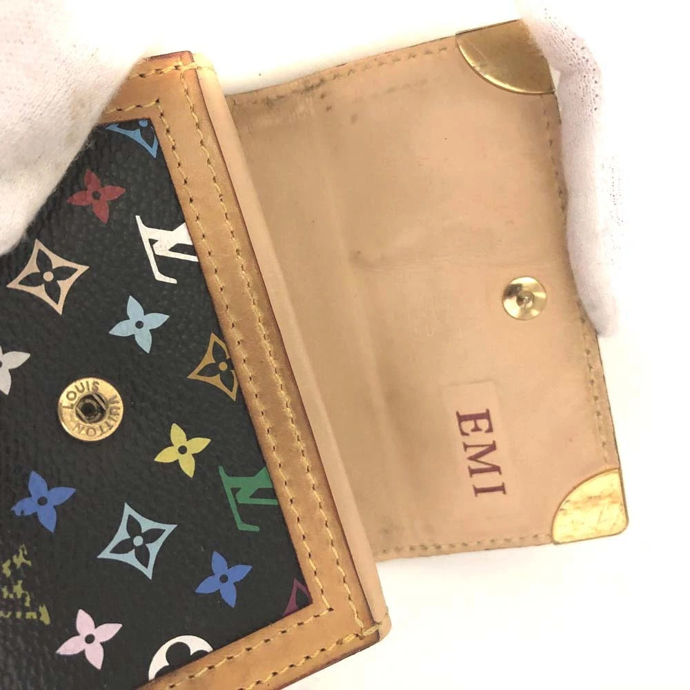 $550 2008 Louis Vuitton Monogram Multicolor Porte Monnaie Plat Coin Purse MI0018