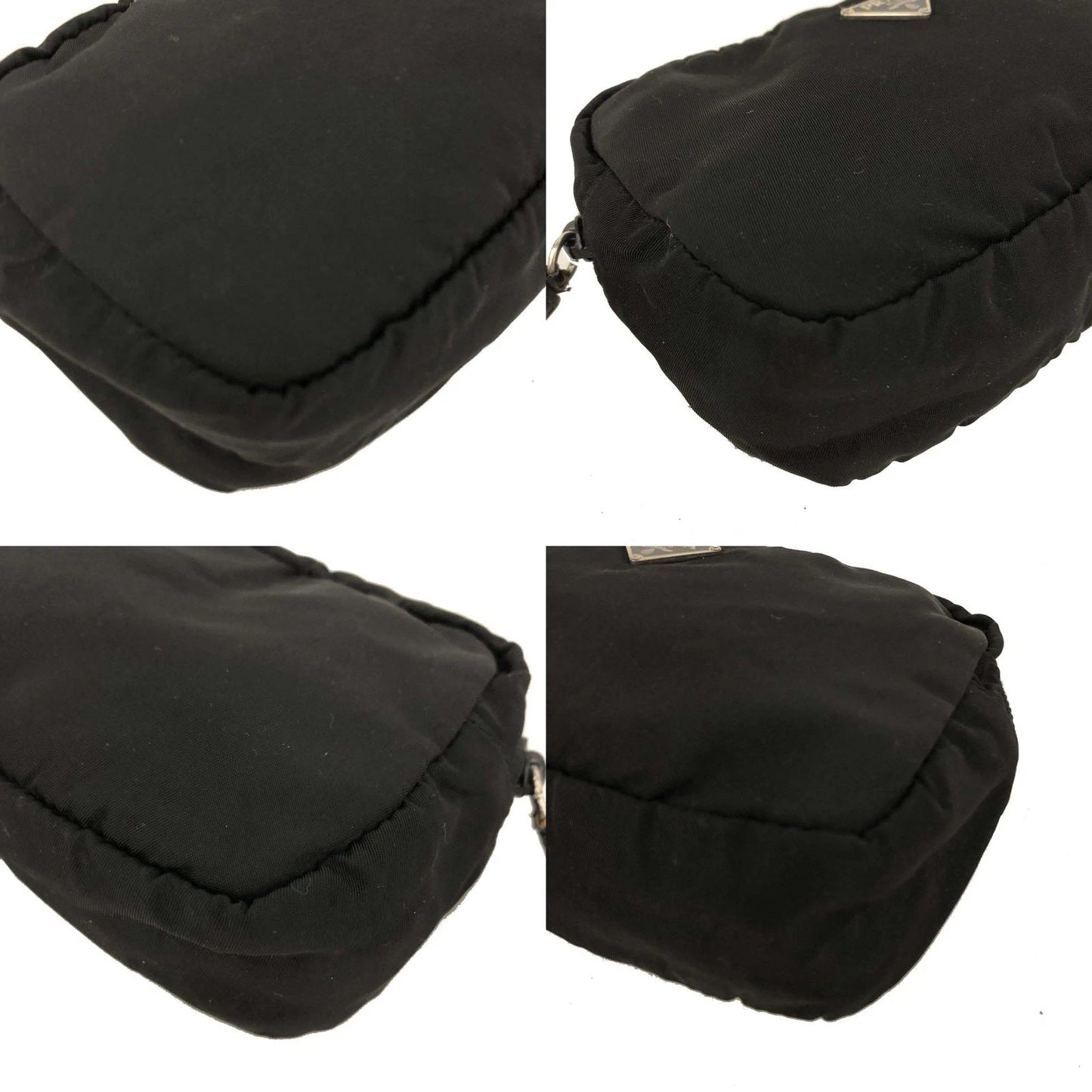 $625 PRADA Logo Plate Nylon Cosmetic Pouch Bag Black