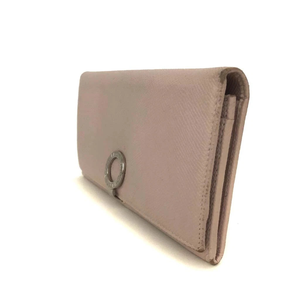 $882 BVLGARI BVLGARIBVLGARI Leather Bifold Long Wallet Pink