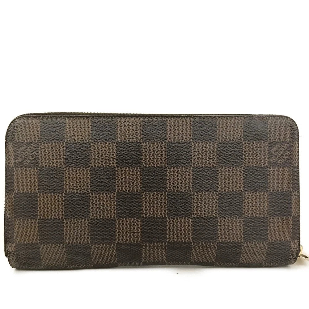 $915  Louis Vuitton Damier Zippy Zip Around Long Wallet Purse Brown CA1190