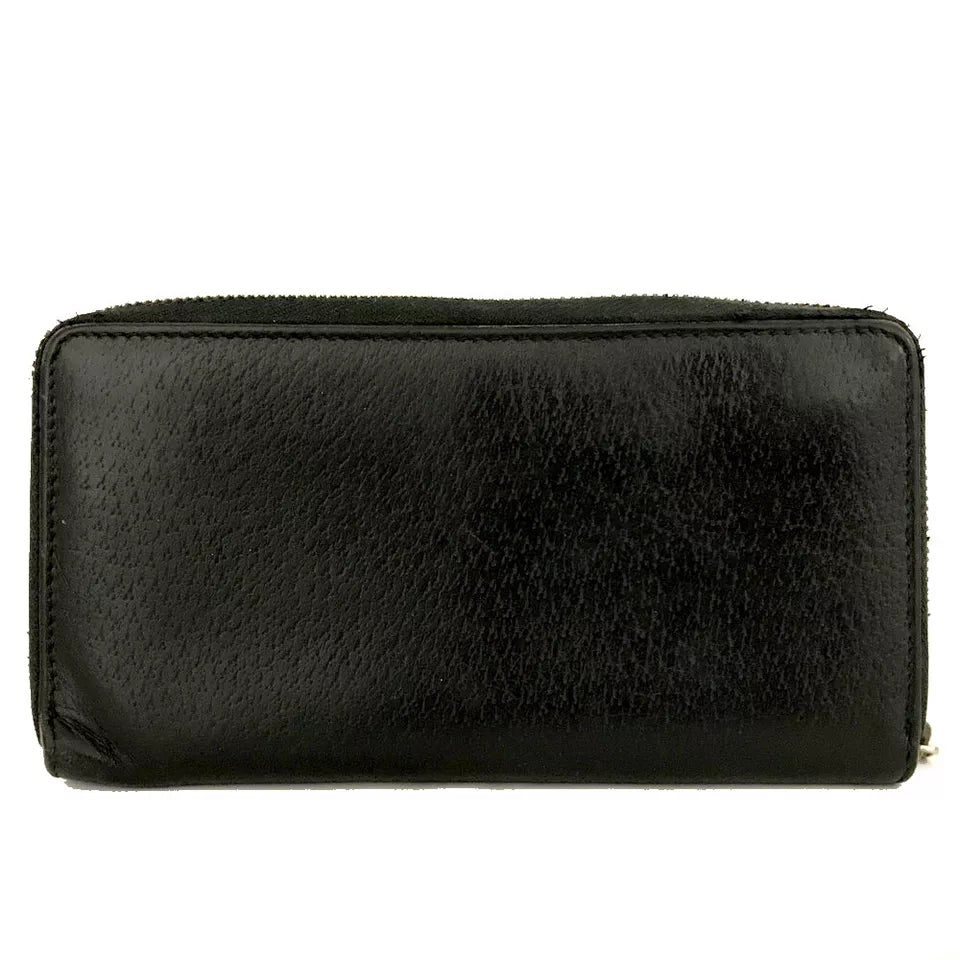 GUCCI GG Marmont Leather Zip Around Long Wallet Black
