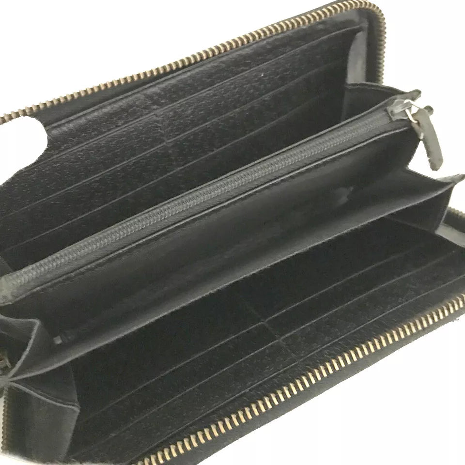 GUCCI GG Marmont Leather Zip Around Long Wallet Black