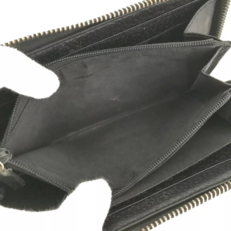 GUCCI GG Marmont Leather Zip Around Long Wallet Black