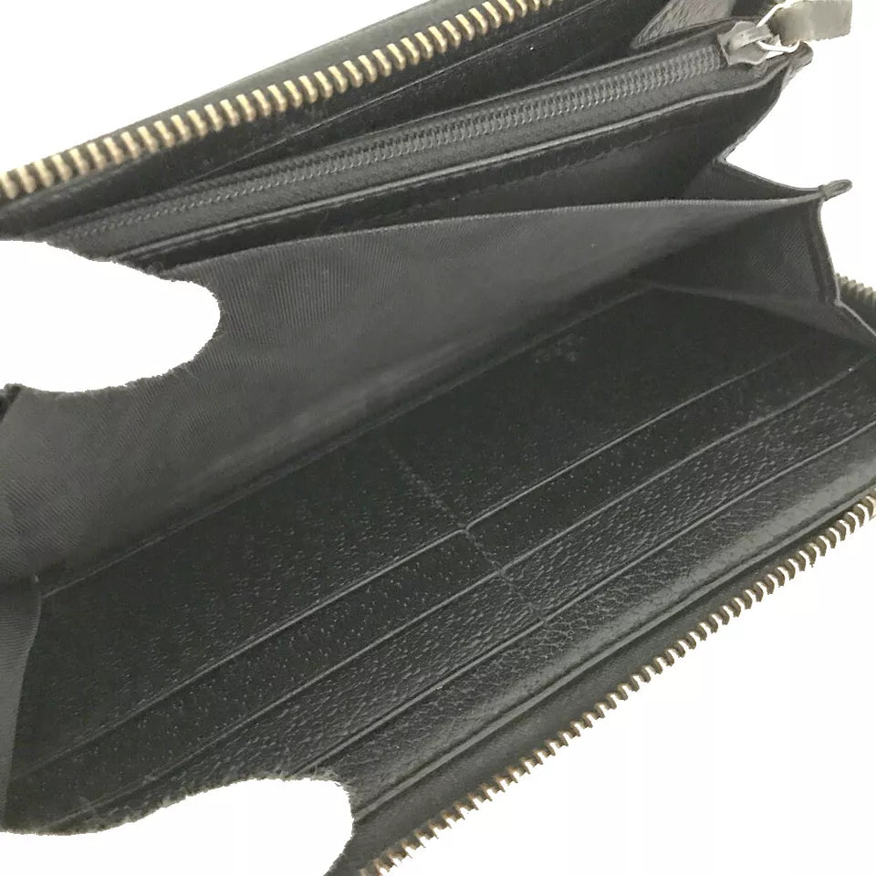 GUCCI GG Marmont Leather Zip Around Long Wallet Black