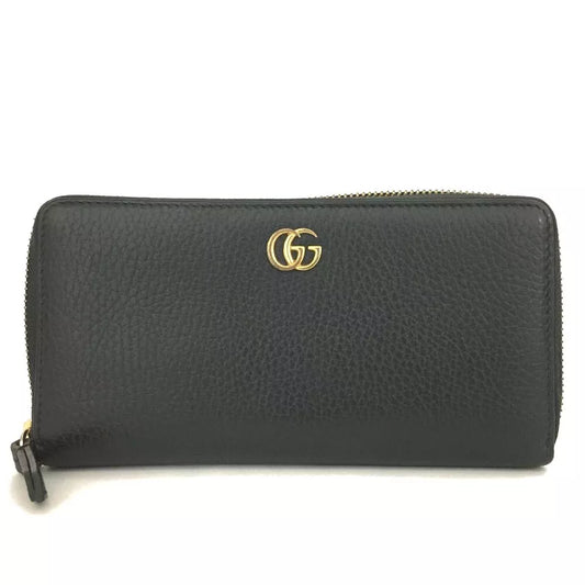 Gucci  Dollar Calfskin GG Marmont Zip Around Wallet Black