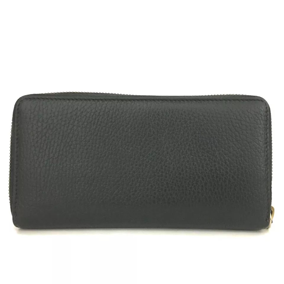 Gucci  Dollar Calfskin GG Marmont Zip Around Wallet Black