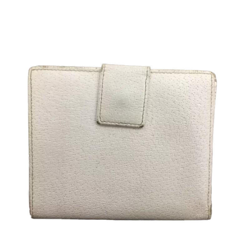 Gucci  Guccissima Leather Metal Bar French Flap Wallet Mystic White