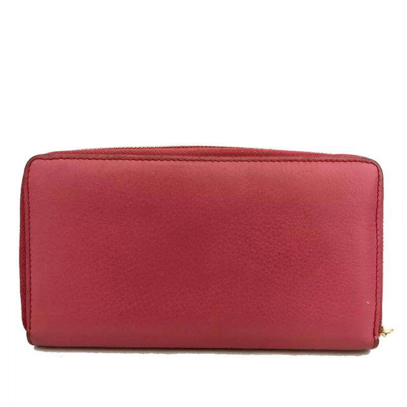 \Gucci  Pebbled Calfskin Soho Zip Around Wallet Red