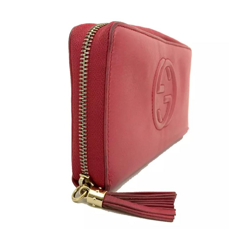 \Gucci  Pebbled Calfskin Soho Zip Around Wallet Red