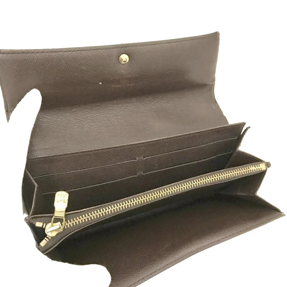 Louis Vuitton Damier Porte Feuille Sarah Long Bifold Wallet Brown CA0094