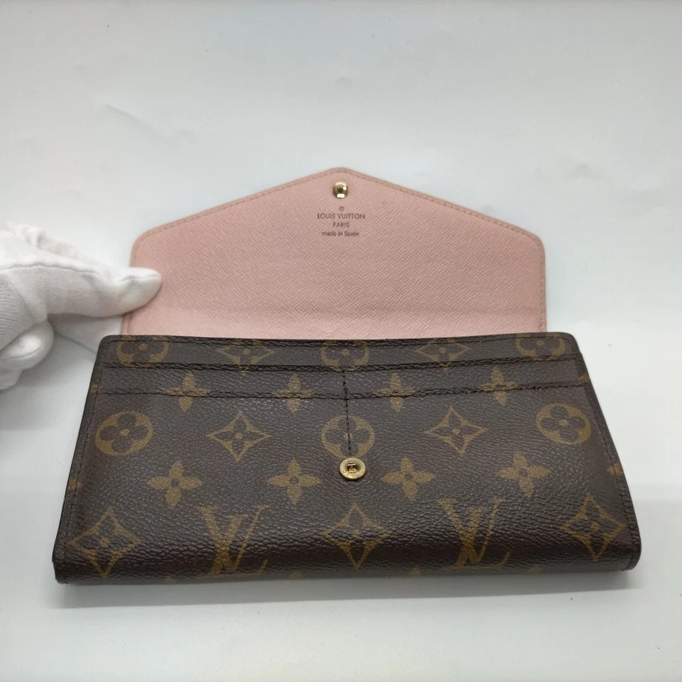 $740 2018 Louis Vuitton  Sarah Wallet NM Brown Monogram CA3128