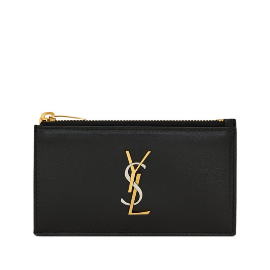 NEW Saint Laurent Paris Zip Card Case Monogram Wallet
