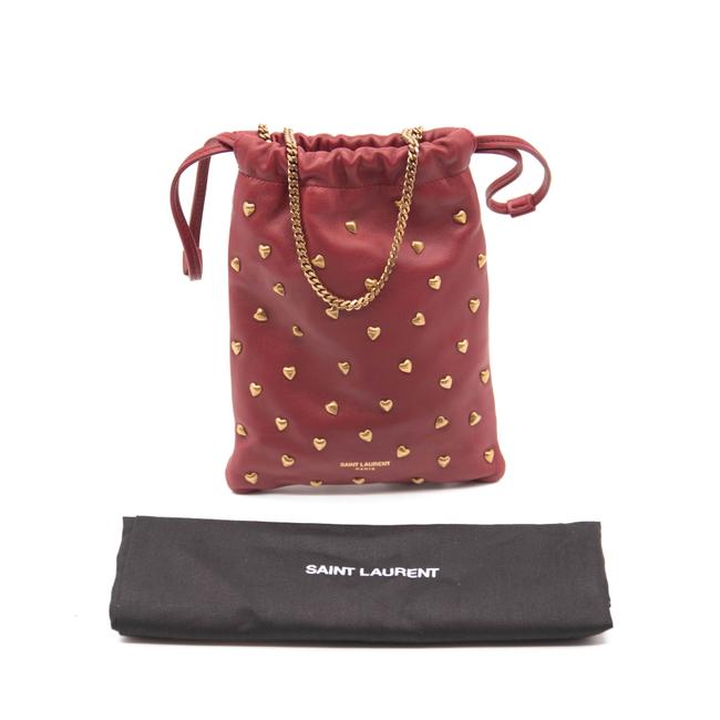 Saint Laurent Lambskin Paris Drawstring Pouch Red Leather Shoulder Bag