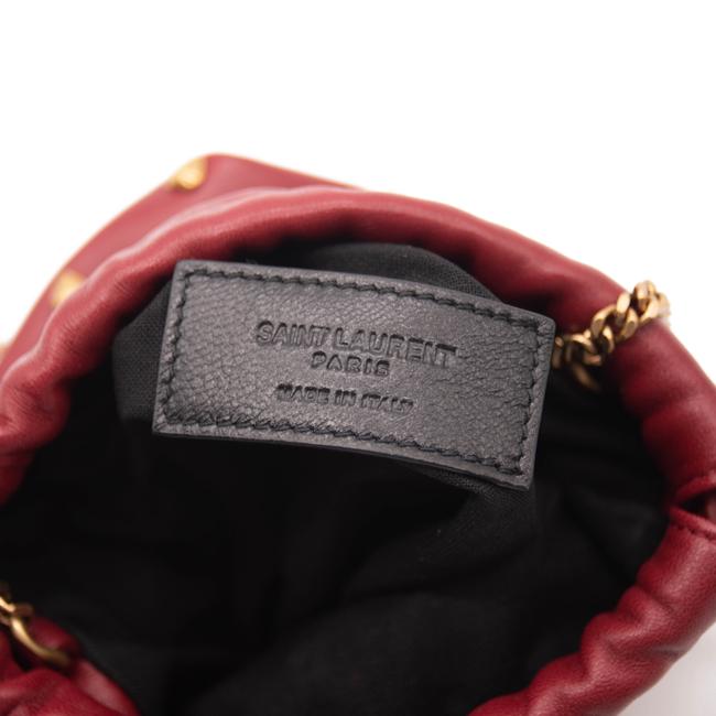 Saint Laurent Lambskin Paris Drawstring Pouch Red Leather Shoulder Bag