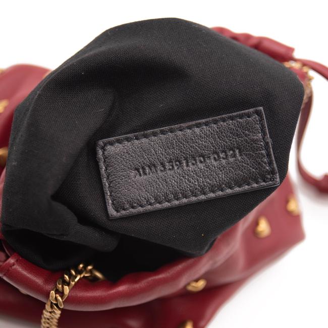 Saint Laurent Lambskin Paris Drawstring Pouch Red Leather Shoulder Bag