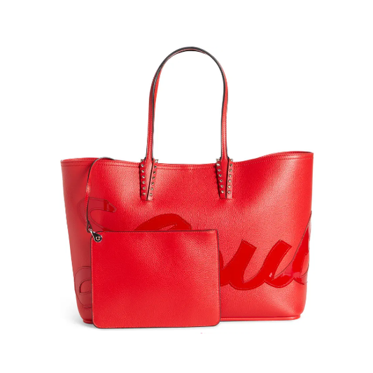 NEW Christian Louboutin Cabata Logo Calfskin Leather Tote Red