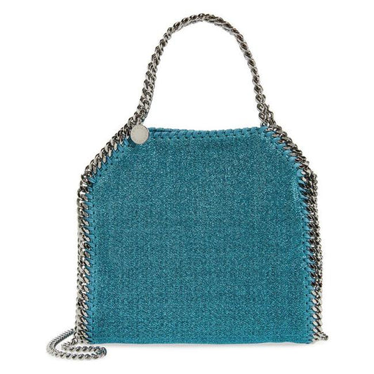 NEW $1290 Stella McCartney Teal Mini Falabella Metallic Blue Faux Leather Cross Body Bag