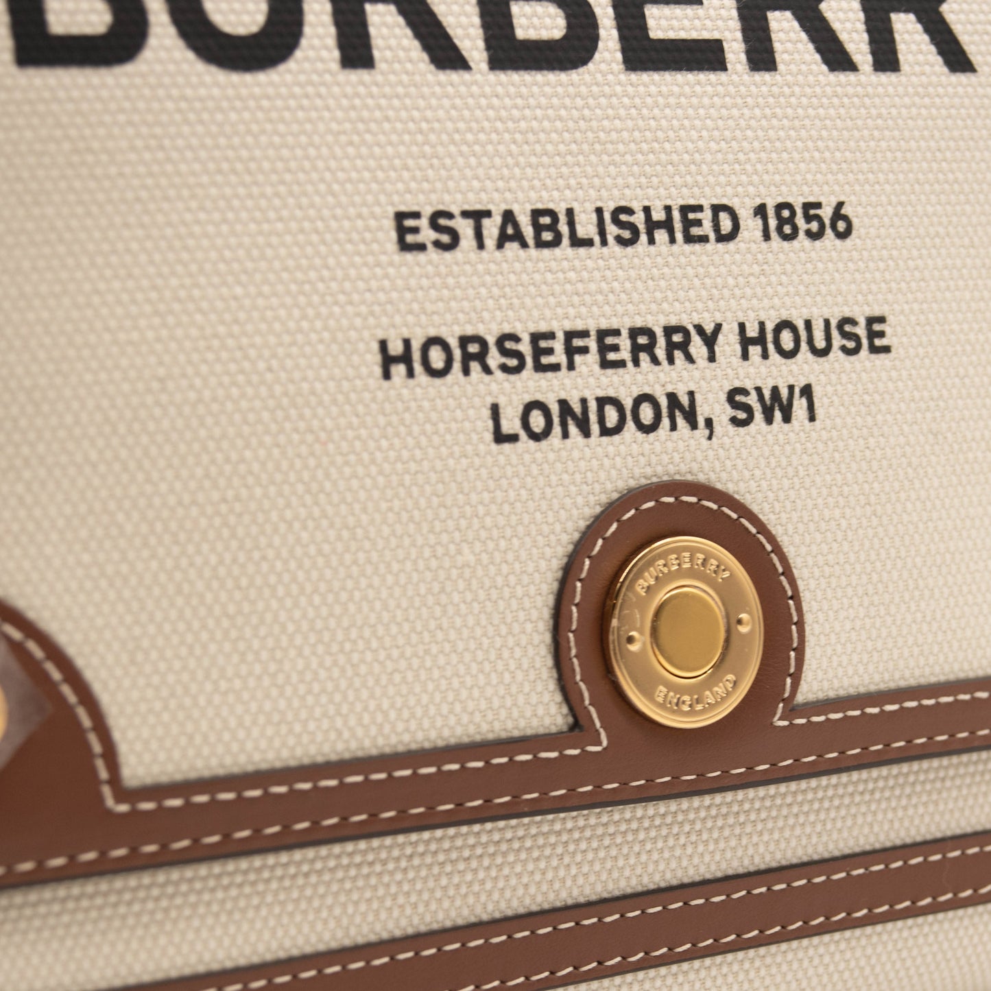 NEW Burberry Horseferry Print Canvas Note Bag in Natural/tan