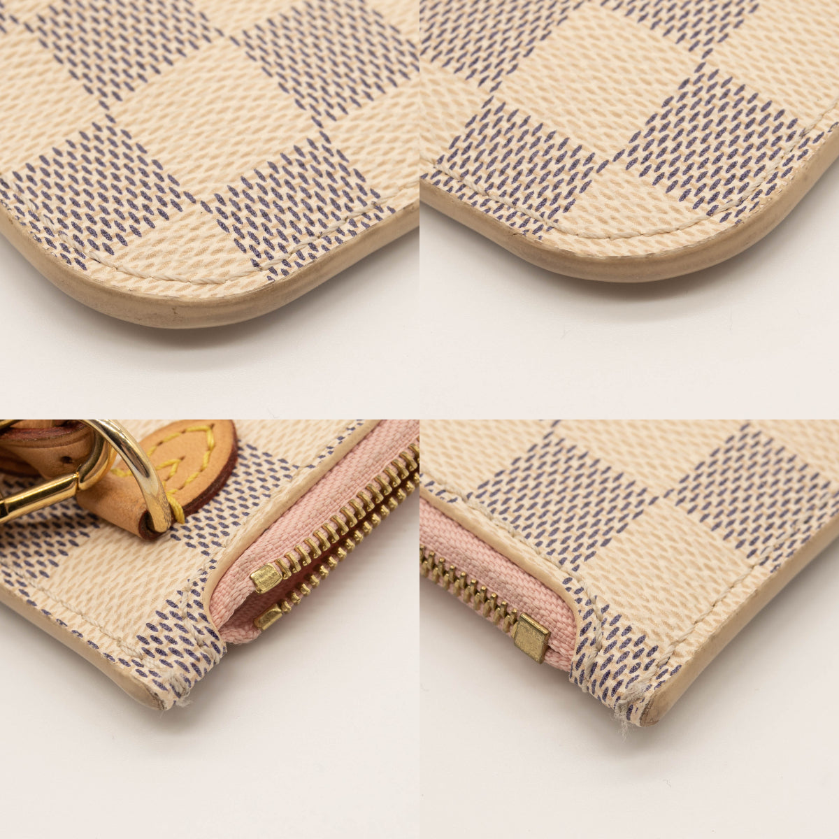 Louis Vuitton Damier Azur Neverfull MM GM Pochette Rose Ballerine