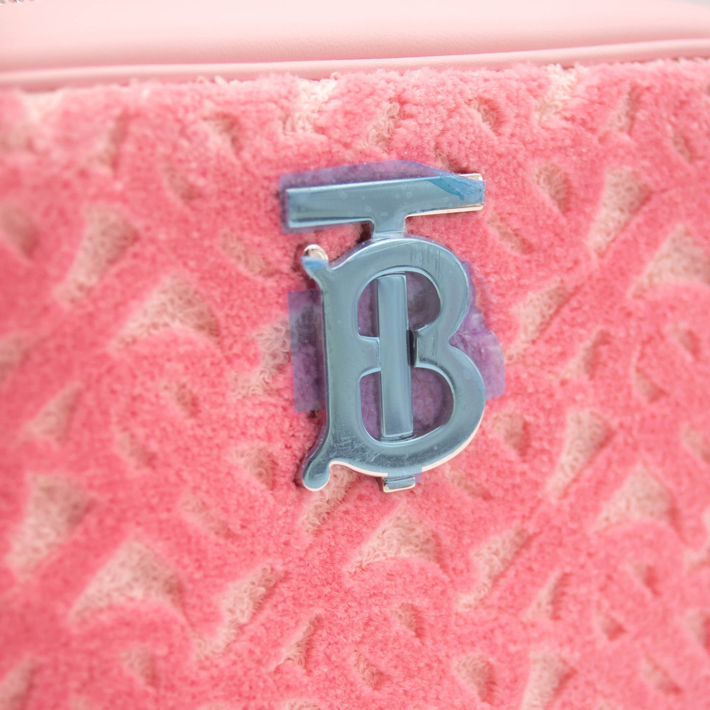 NEW Burberry Mini Lola TB Monogram Toweling Camera Crossbody Bag Pink