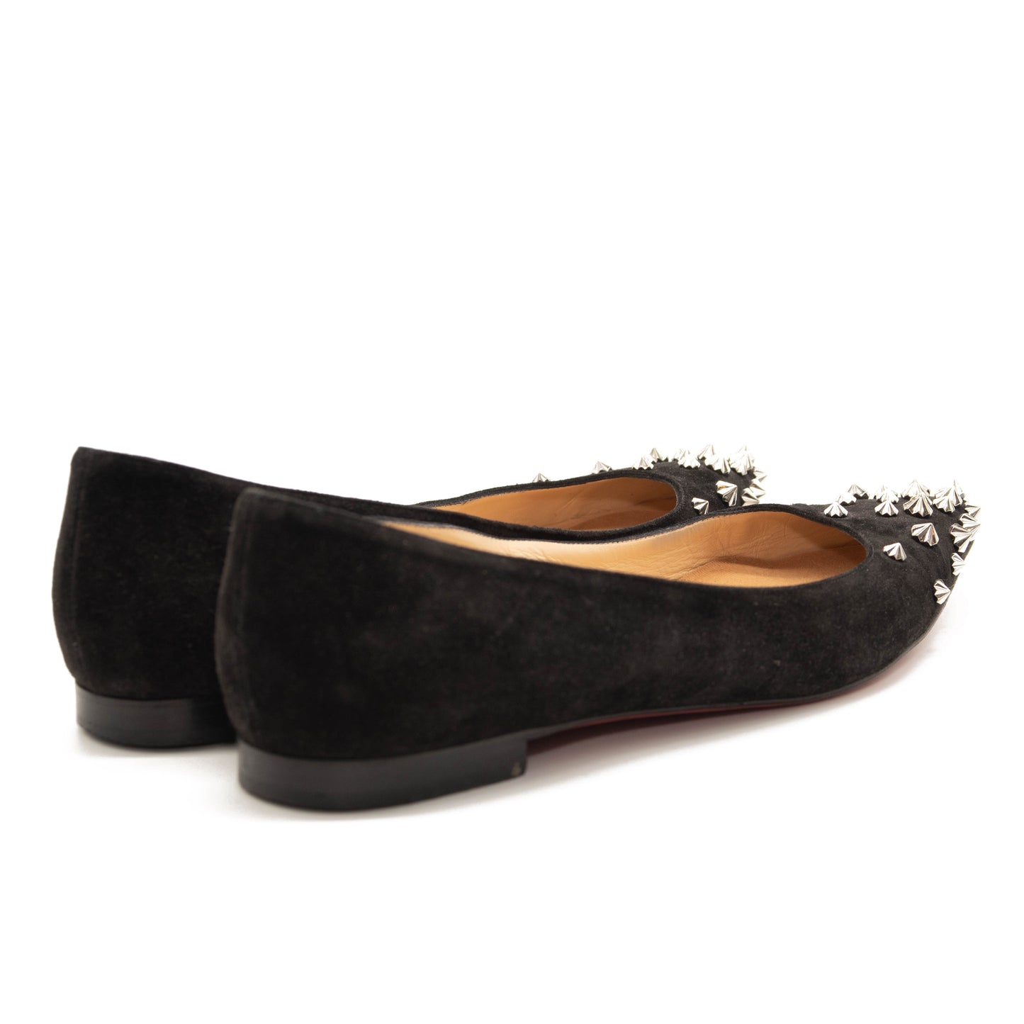 Christian Louboutin Drama Studded Suede Ballet Flats In Black 39