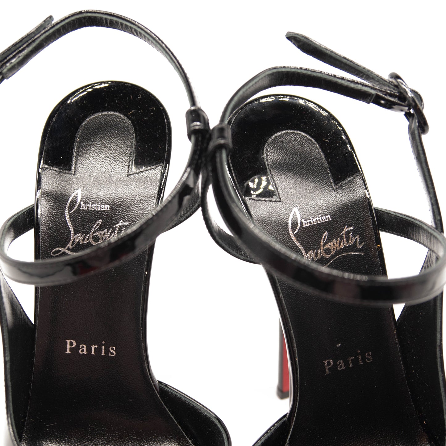 NEW Christian Louboutin So Jenlove Platform Sandal Black Patent EU 39.5