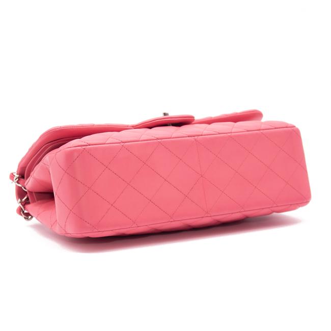 Chanel Double Flap Quilted Jumbo Pink Lambskin Leather Shoulder Bag