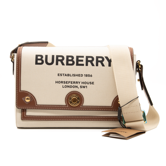 NEW Burberry Horseferry Print Canvas Note Bag in Natural/tan