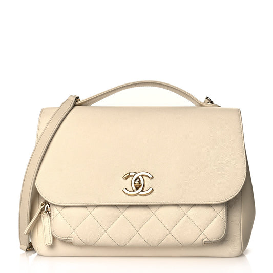 Chanel Caviar quilted large business affinity flap white