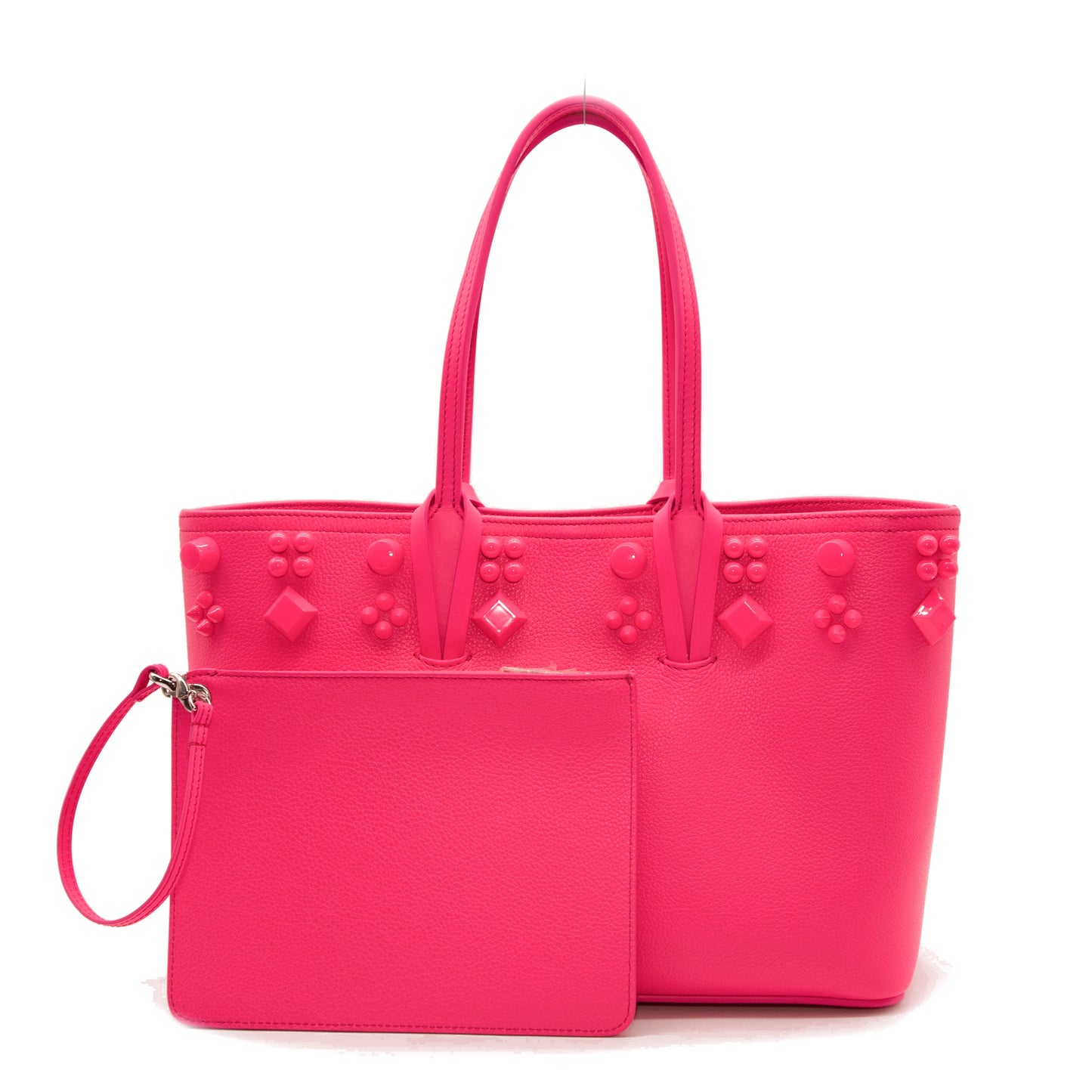 NEW Christian Louboutin Small Cabata Studded Leather Tote Pink POUPIDOU