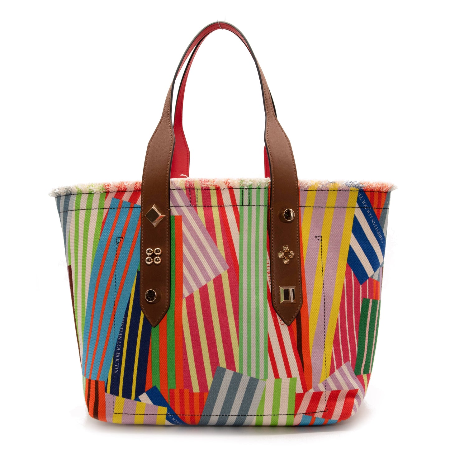 NEW Christian Louboutin Frangibus Medium Striped Patchwork Tote Bag