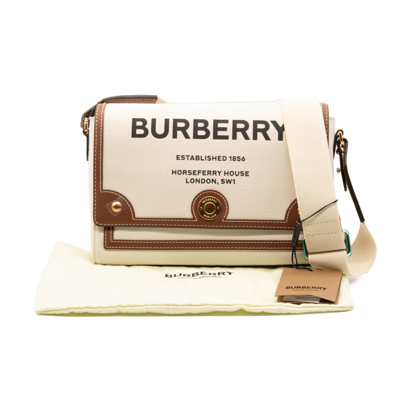 NEW Burberry Horseferry Print Canvas Note Bag in Natural/tan