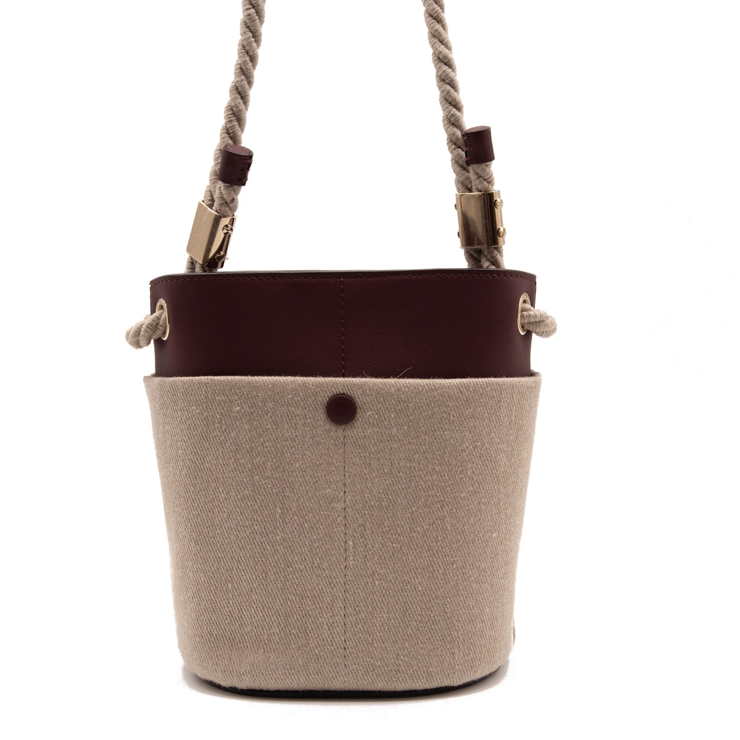 NEW Chloe Key Small Linen & Leather Bucket Bag