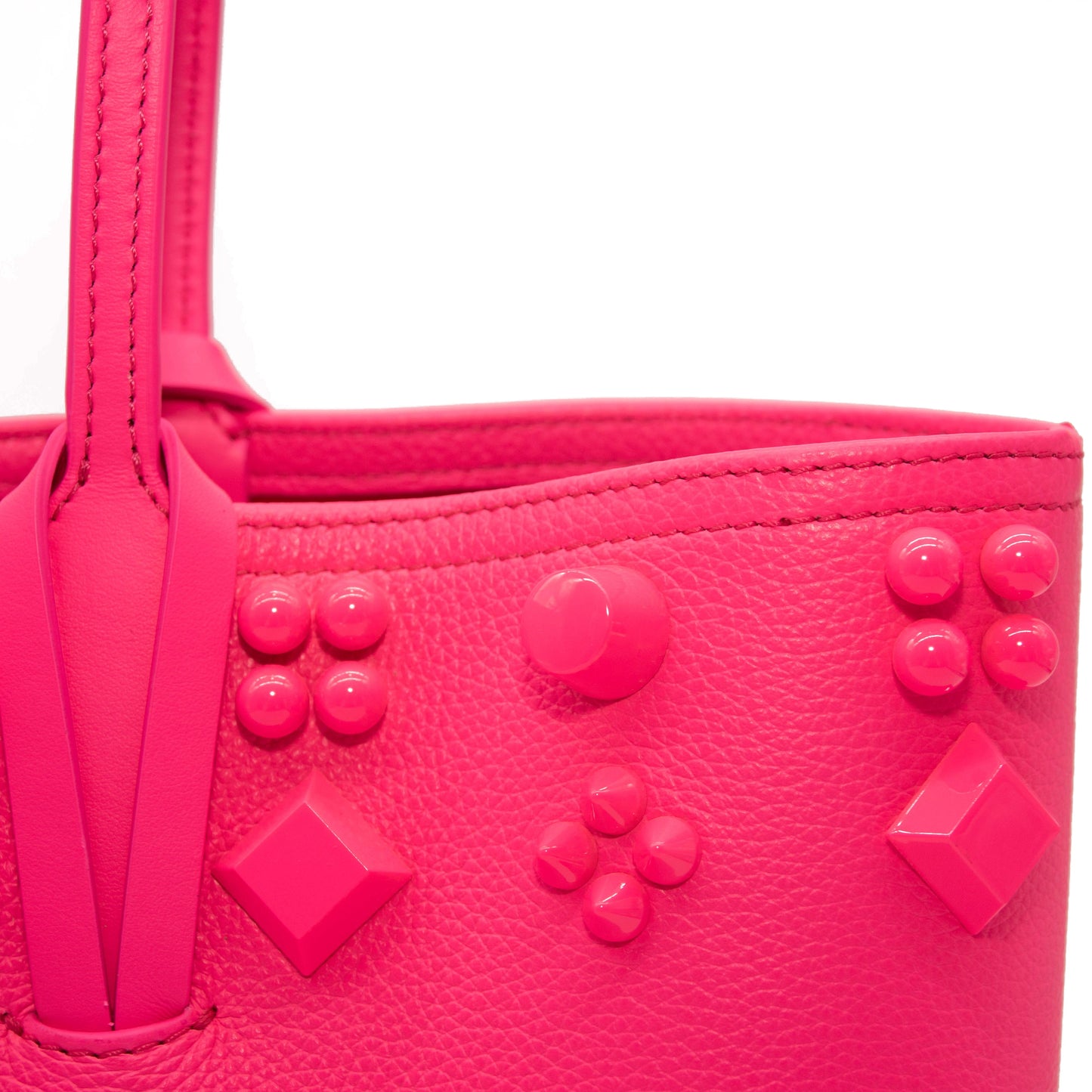 NEW Christian Louboutin Small Cabata Studded Leather Tote Pink POUPIDOU