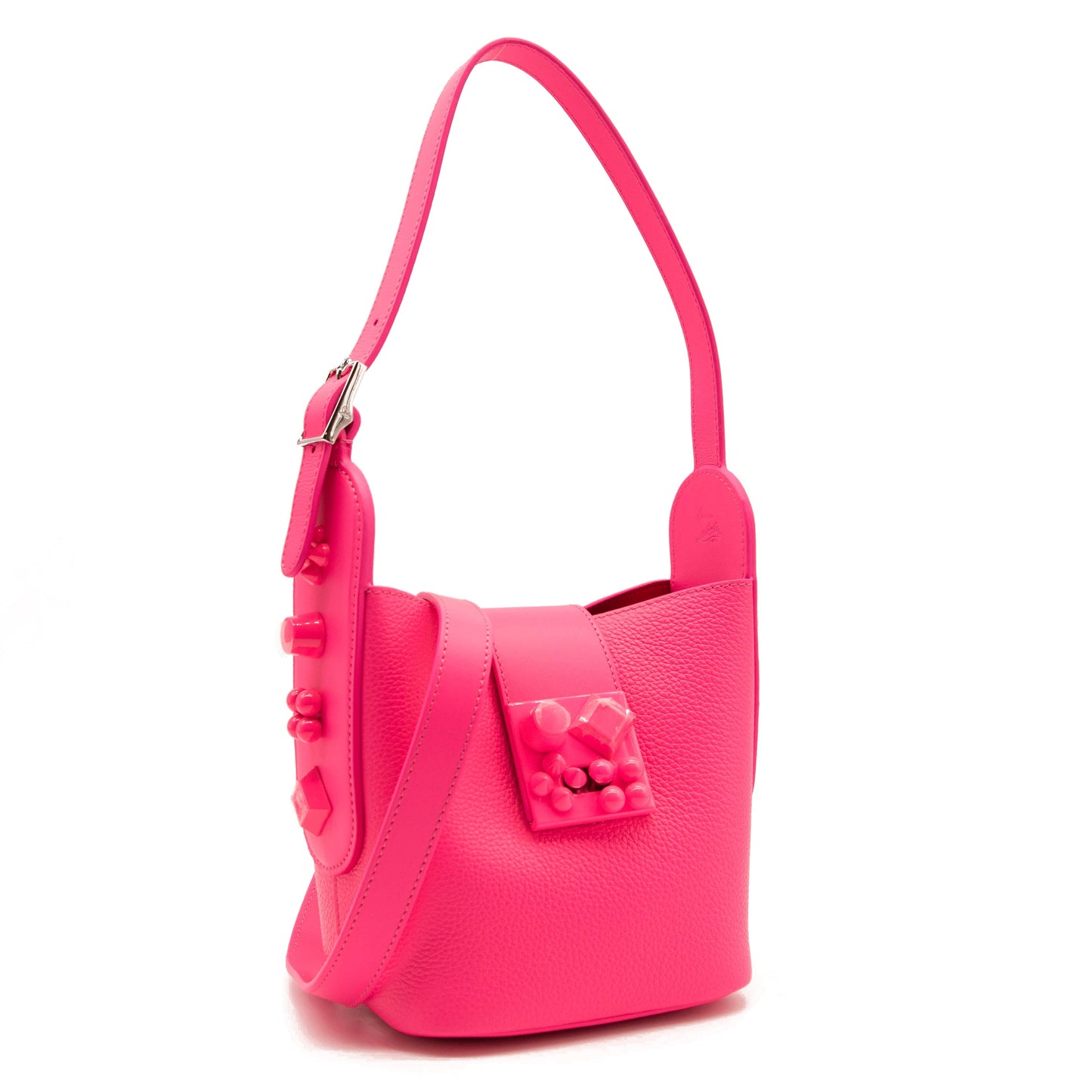 NEW Christian Louboutin Carasky Empire Leather Bucket Bag Pink