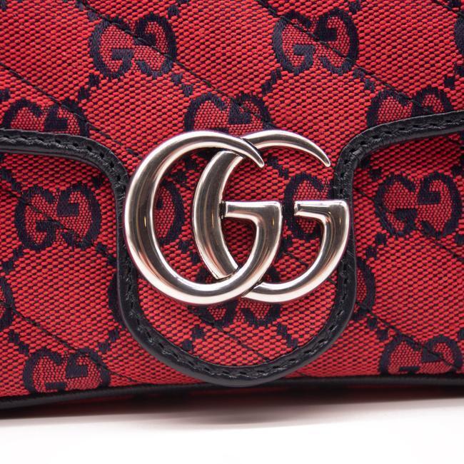 NEW Gucci GG Marmont Monogram Multicolor Matelasse Diagonal Super Mini Red Canvas Shoulder Bag