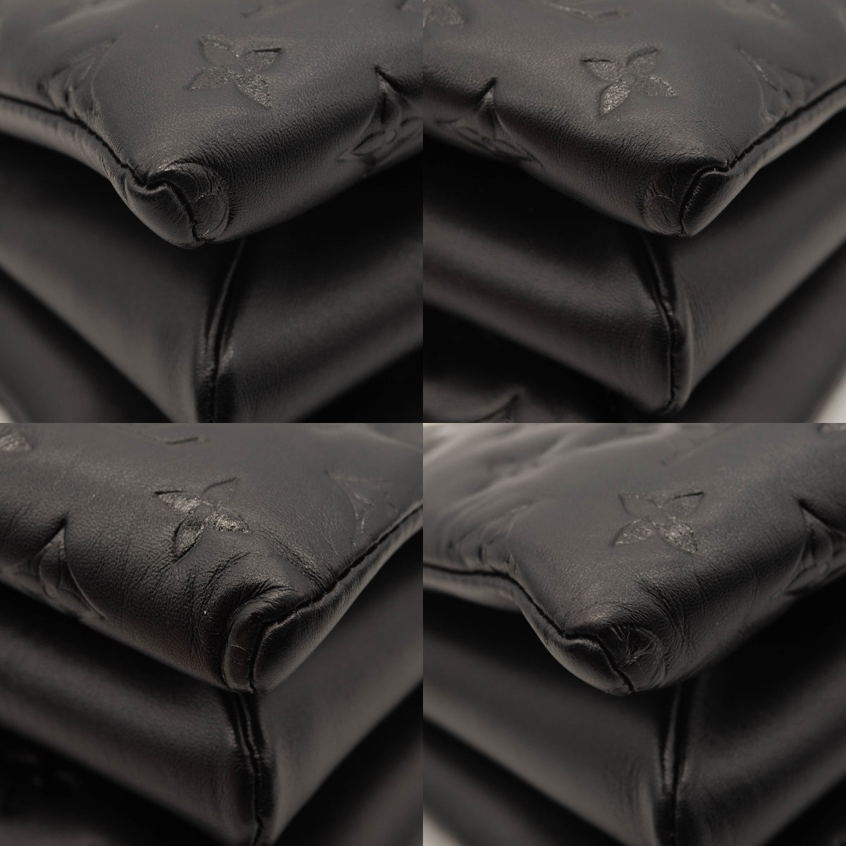 Louis Vuitton Lambskin Embossed Monogram Coussin PM Black