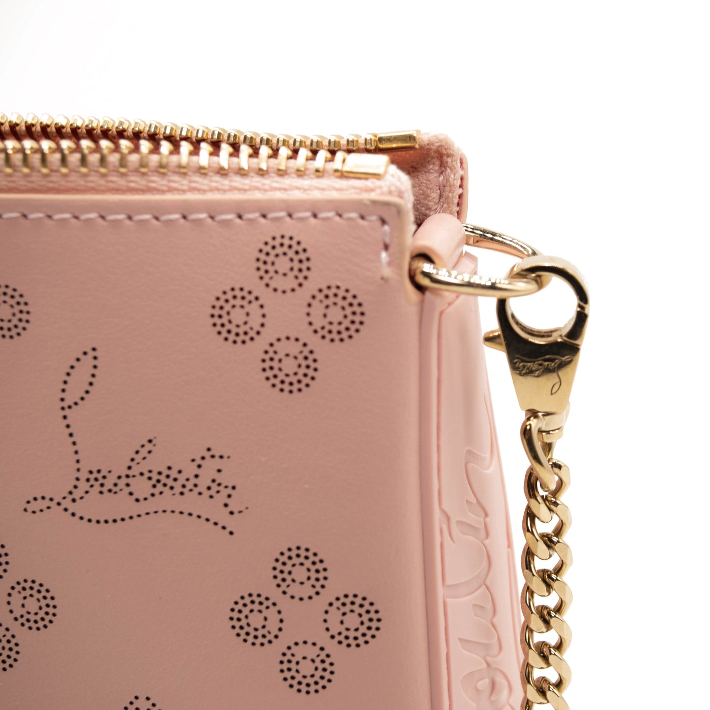 Christian Louboutin Loubila Loubinthesky Laser Perforated Leather Pouch Pink